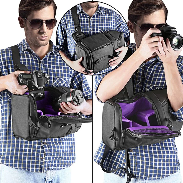 NEEWER NW-XJB02S Grand sac de transport pour appareil photo, sac bandoulière, sac à dos pour appareils photo DSLR et objectifs - Violet
