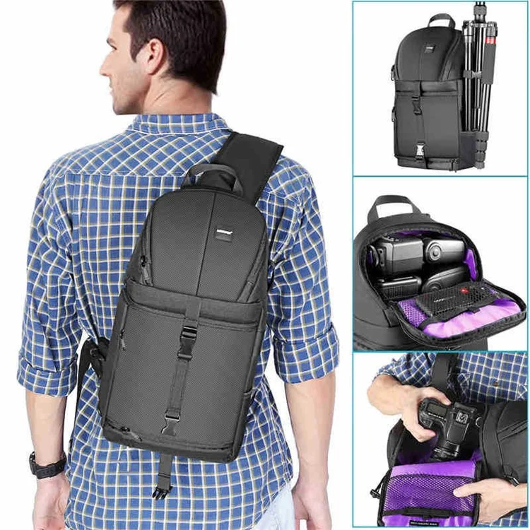 NEEWER NW-XJB02S Grand sac de transport pour appareil photo, sac bandoulière, sac à dos pour appareils photo DSLR et objectifs - Violet