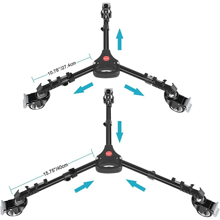 NEEWER NW-600 Large Size Photography Tripod Stretchable Pulley Stand Mute 3 Wheels Aluminum Alloy Pulley Base