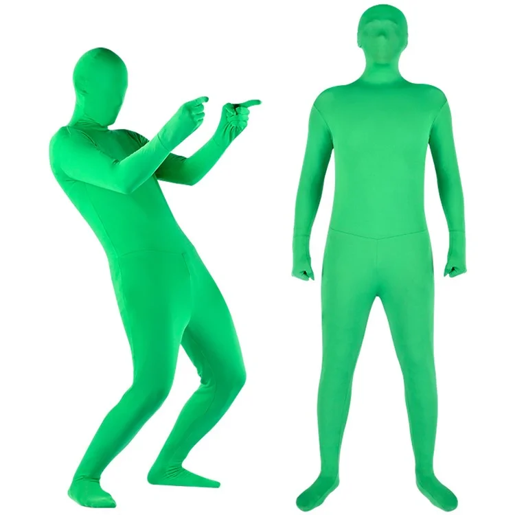 LIGHTUPFOTO PSD2EA Einteiler Chromakey-Körperanzug Grüner Ganzkörperanzug Unisex Spandex Verschwindender Mann Kostüm - Blau / 160 cm