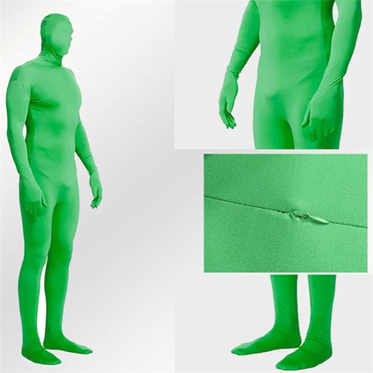 LIGHTUPFOTO PSD2EA One-Piece Chromakey Body Suit Green Bodysuit Unisex Spandex Disappearing Man Costume - Blue / 170cm
