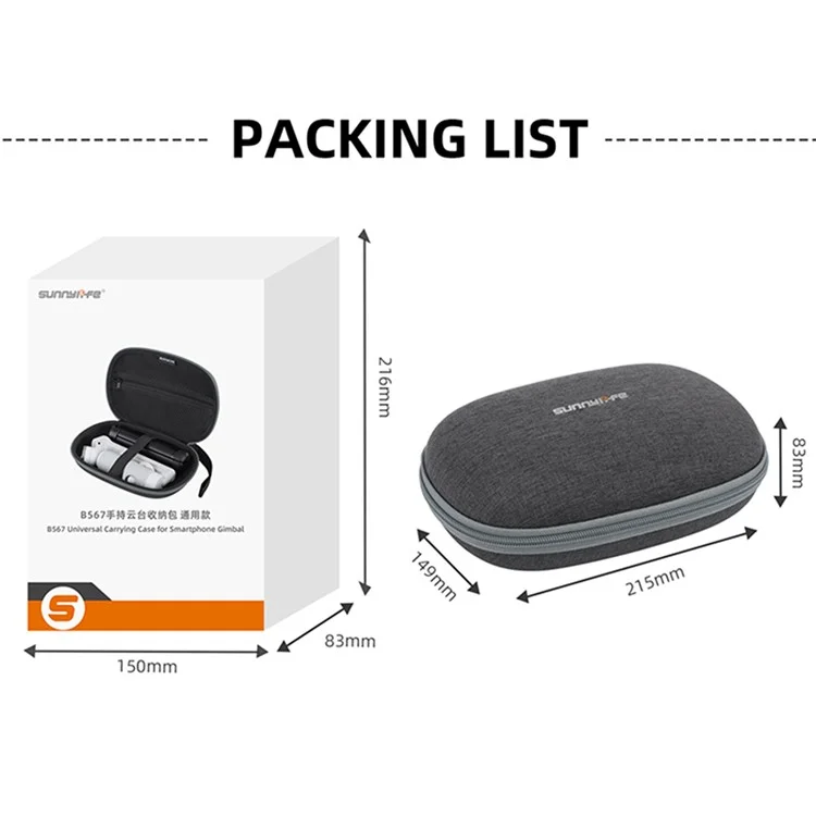 SUNNYLIFE B567 pour Insta360 Flow / Osmo Mobile Handheld Gimbal Stabilizer Carrying Case Shockproof Cloth Storage Bag
