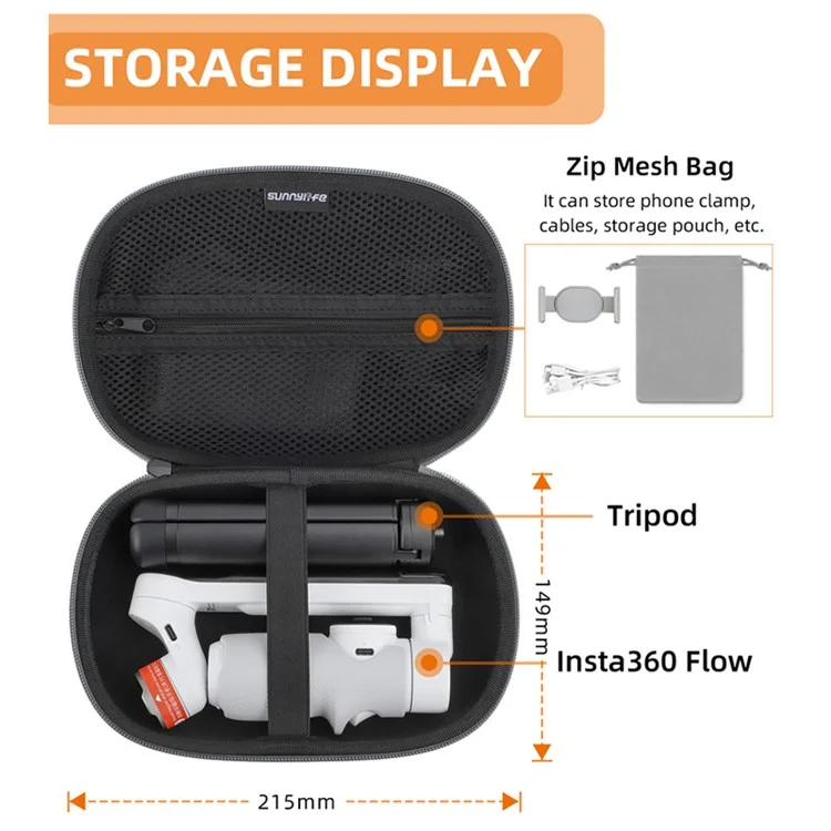 SUNNYLIFE B567 pour Insta360 Flow / Osmo Mobile Handheld Gimbal Stabilizer Carrying Case Shockproof Cloth Storage Bag