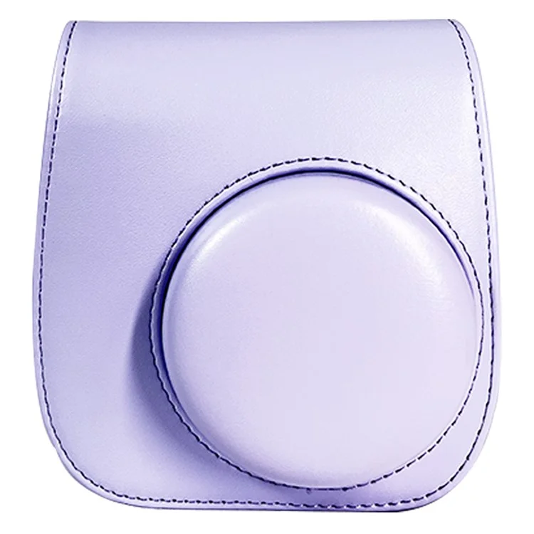 For Fujifilm Instax Mini 12  /  11  /  9  /  8 Carrying Case Shockproof PU Leather Cover Camera Shoulder Bag with Strap - Purple