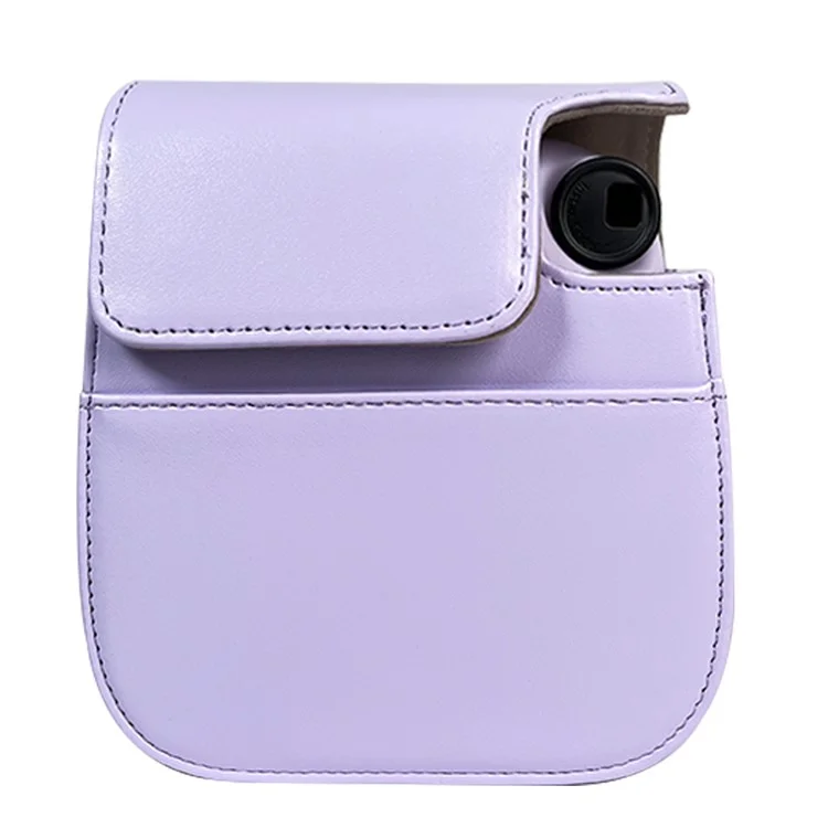 For Fujifilm Instax Mini 12  /  11  /  9  /  8 Carrying Case Shockproof PU Leather Cover Camera Shoulder Bag with Strap - Purple