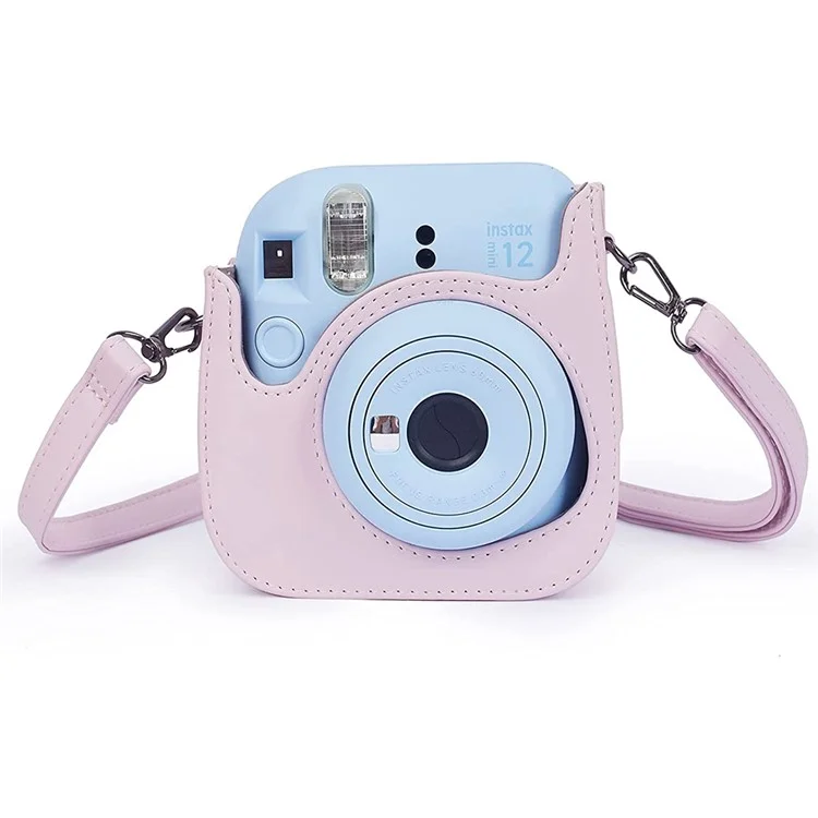 For FujiFilm Instax Mini 12 / 11 / 9 / 8 Camera Accessories 7-in-1 Bundle Kit Include Case, Film Stickers, Desk Frames, Hanging Frame - Light Pink