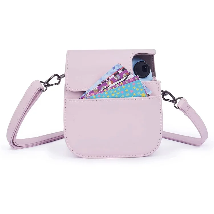 For FujiFilm Instax Mini 12 / 11 / 9 / 8 Camera Accessories 7-in-1 Bundle Kit Include Case, Film Stickers, Desk Frames, Hanging Frame - Light Pink