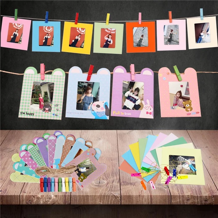 For FujiFilm Instax Mini 12 / 11 / 9 / 8 Camera Accessories 7-in-1 Bundle Kit Include Case, Film Stickers, Desk Frames, Hanging Frame - Light Pink