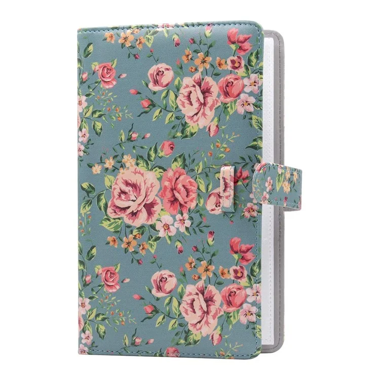 Pour Fujifilm Instax Mini 12 / 11 / 9 / 8 Étui en cuir PU Housse de caméra Sac à bandoulière avec album de 3 pouces - Fleurs vertes