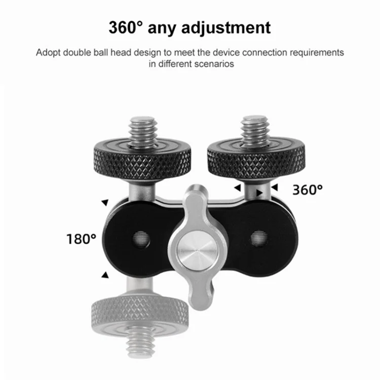 BEXIN TM-2 Волшебная рука с двумя шаровыми головками 1/4 дюйма Винт Алюминиевый сплав Волшебная рука для камеры LED Light Monitor