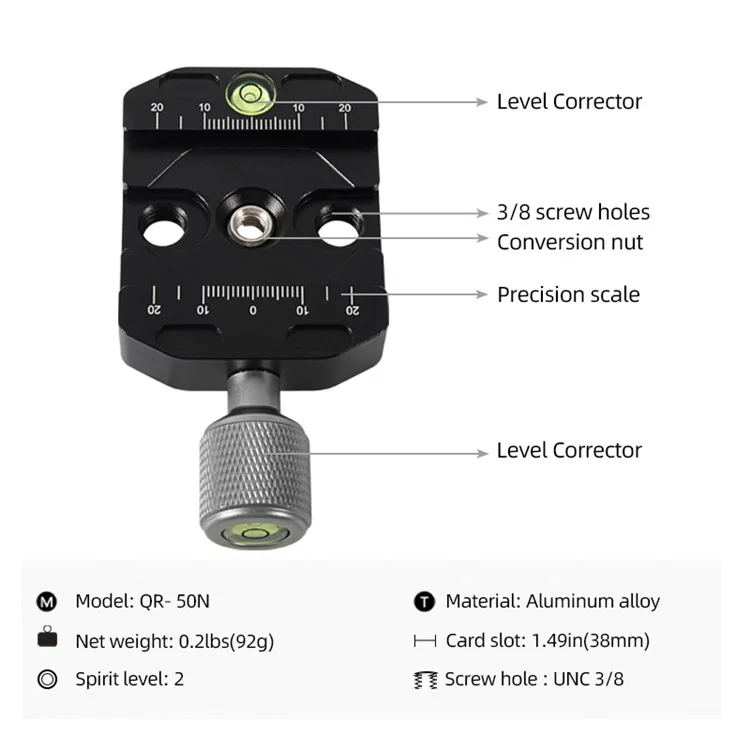 BEXIN QR-50N Kamera-Stativ Quick Release Plate Base Aluminium Legierung SLR Kamera-Stativ Mount Adapter