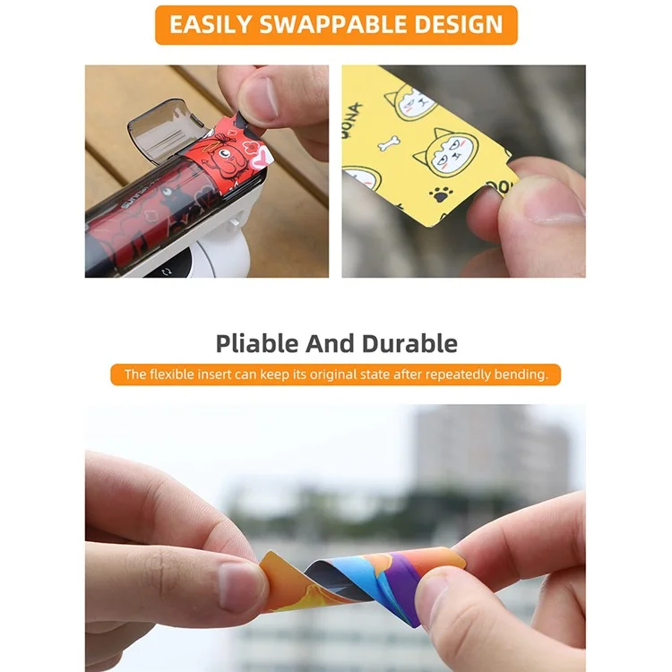 SUNNYLIFE IST-TZ575 4Pcs / Set Colorful Insert Paper for Insta360 Flow Decorative DIY Pattern Sticker Card - Style C