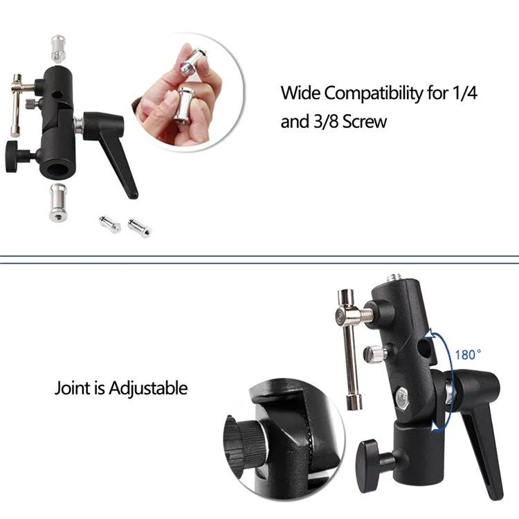 E007 H Type Flash Light Holder Bracket 1 / 4" 3 / 8" Flash Mount Light Stand Bracket