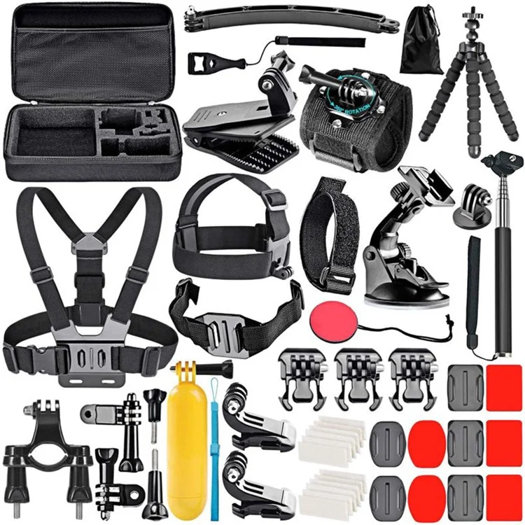 50-in-1-Zubehörset mit Kameratasche, Selfie-Stick, Stativ, Gurt für GoPro, DJI Osmo, Insta360, SJ, AKASO, XTU