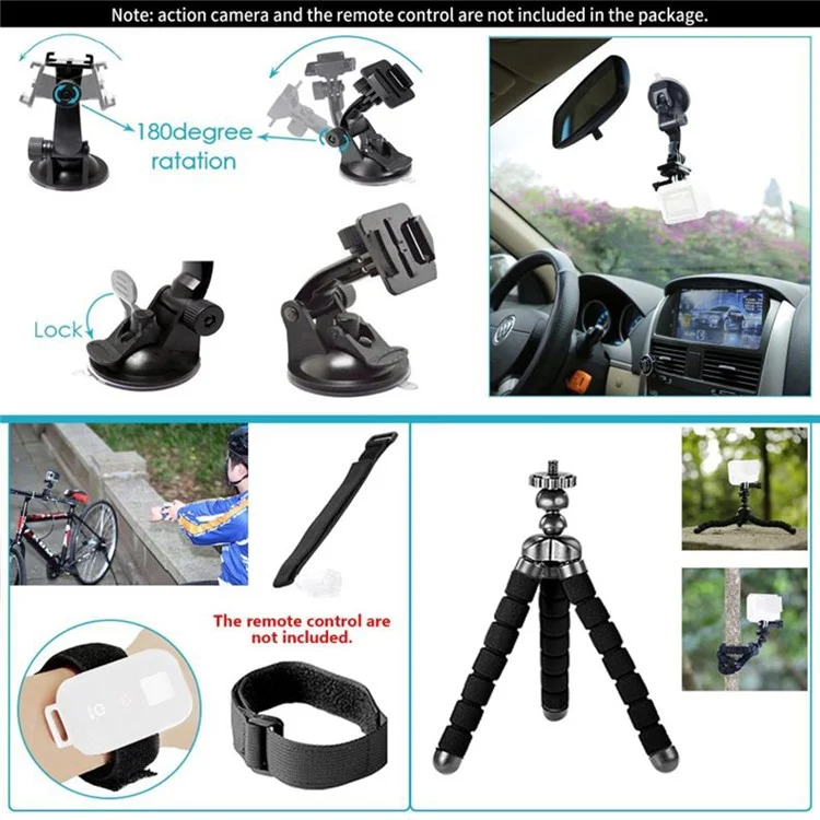 50-in-1-Zubehörset mit Kameratasche, Selfie-Stick, Stativ, Gurt für GoPro, DJI Osmo, Insta360, SJ, AKASO, XTU
