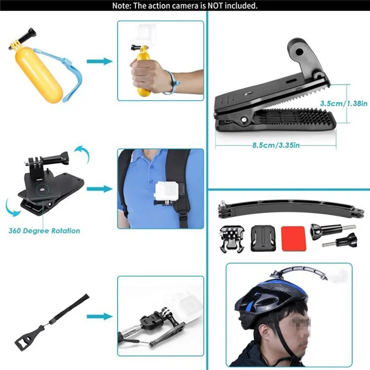 Kit de accesorios 55 en 1 con correas, palo de selfie, trípode, bolsa de cámara para GoPro, DJI Osmo, SJCAM, piezas de cámara de acción AKASO