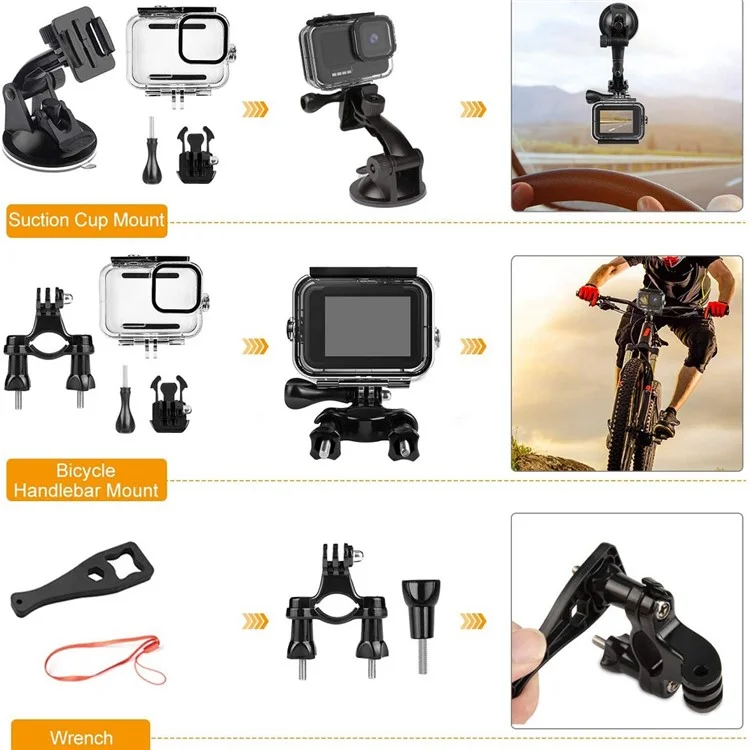Kit de accesorios 55 en 1 con correas, palo de selfie, trípode, bolsa de cámara para GoPro, DJI Osmo, SJCAM, piezas de cámara de acción AKASO