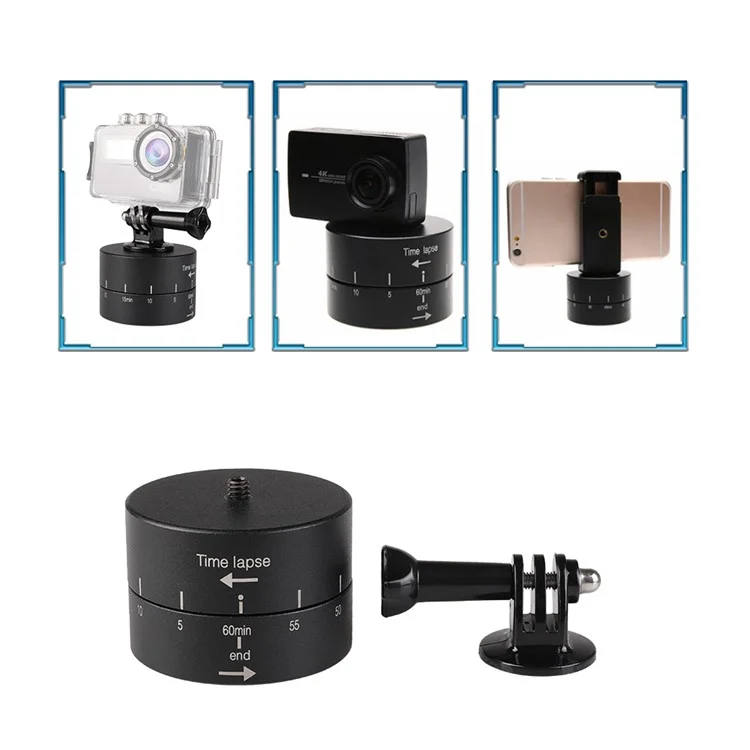G076 360 Degree Rotating Photography Time Lapse Gimbal pour Caméra Sportive GoPro Panoramique Montage Titulaire