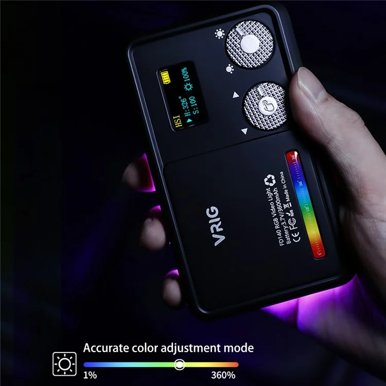 VRIG FD 140 RGB Fill Light for Photography Rotary Button Adjustable Pocket Light Full Screen Portable RGB Fill Light