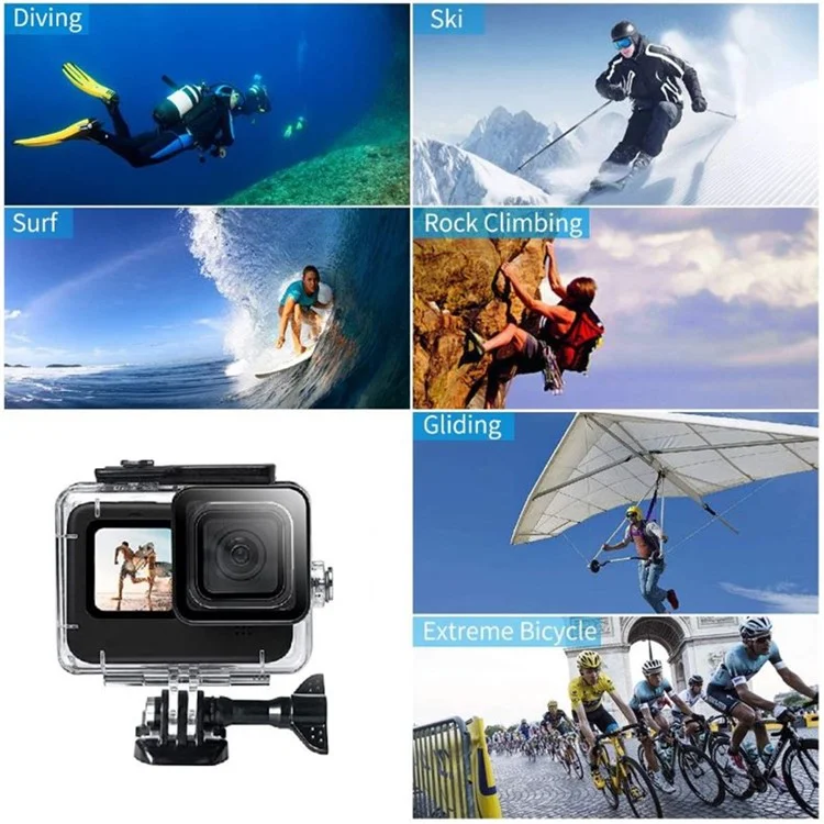 Für GoPro Hero 9 / 10 / 11 Klares Design Wasserdichtes Acryl+Gehärtetes Glas Gehäuse Kamera Unterwasser Tauchüberzug