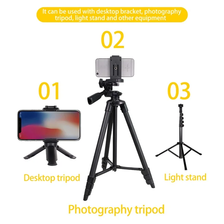 G175 Desktop Tablet Phone Mount Retractable Tripod Phone Clip mit 1 / 4" Schraubadapter für Live-Streaming
