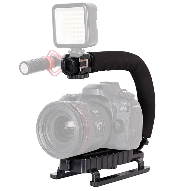 Cámara réflex digital portátil H002 Sponge Handle ABS Stabilizador Forma U-shape DV Soporte Luz de relleno Montaje Soporte