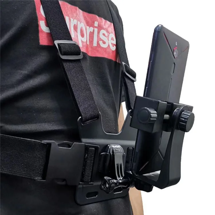 Fascia per il petto per GoPro Hero Action Camera 5 in 1 Chest Mount Harness Kit con adattatore da 1 / 4 "per foro piccolo, base a gancio a J, clip per telefono