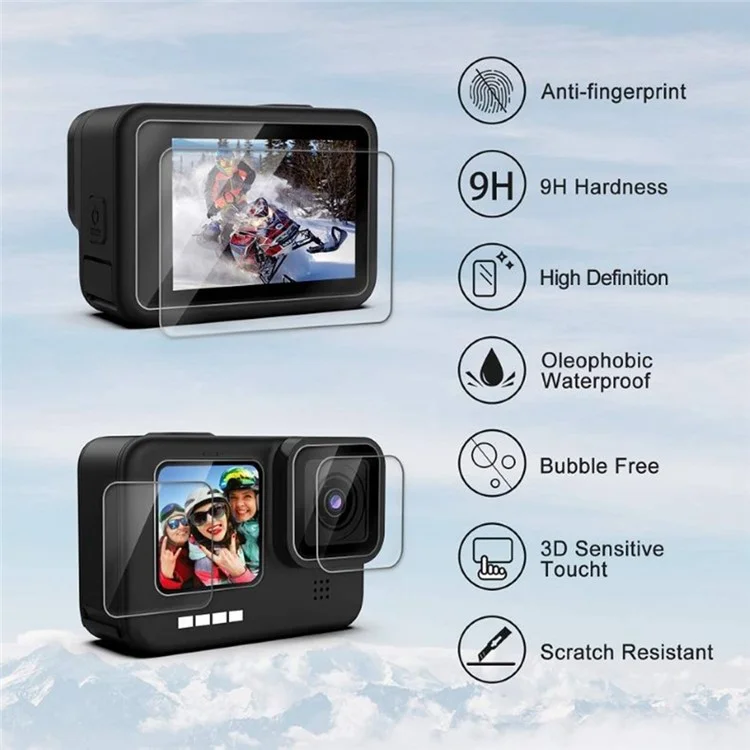 IP68 Wasserdichte Gehäuseabdeckung für GoPro Hero 11 / 10 / 9 Silikon-Hülle mit Panzerglas-Folie + Seitentür-Kit