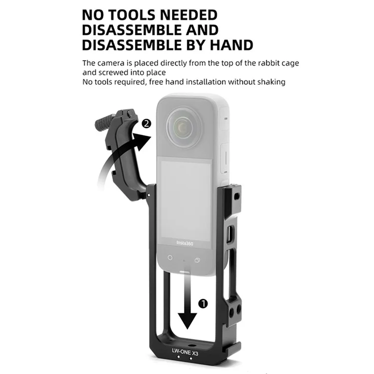 YELANGU LW-ONE X3 For Insta360 ONE X3 Lightweight Aluminum Alloy Camera Video Cage Vlogging Movie Making Tool
