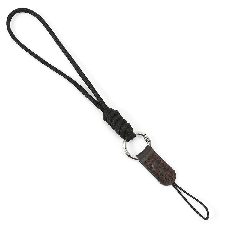 BJ-01 For Sony Fujifilm Canon Camera Hanging Strap Pure Cotton Braided Carrying Rope Key Chain Wrist Strap - Black