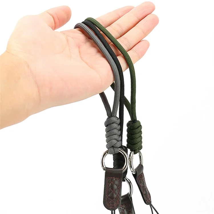 BJ-01 For Sony Fujifilm Canon Camera Hanging Strap Pure Cotton Braided Carrying Rope Key Chain Wrist Strap - Black
