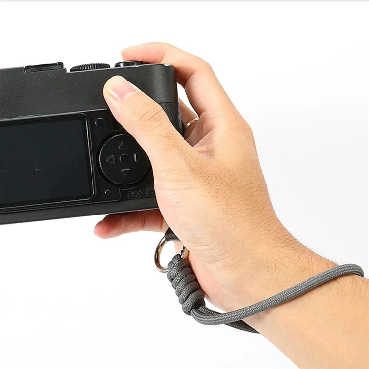 BJ-01 For Sony Fujifilm Canon Camera Hanging Strap Pure Cotton Braided Carrying Rope Key Chain Wrist Strap - Black