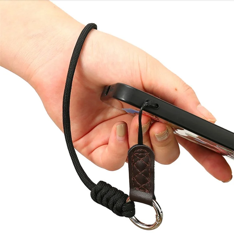 BJ-01 For Sony Fujifilm Canon Camera Hanging Strap Pure Cotton Braided Carrying Rope Key Chain Wrist Strap - Black