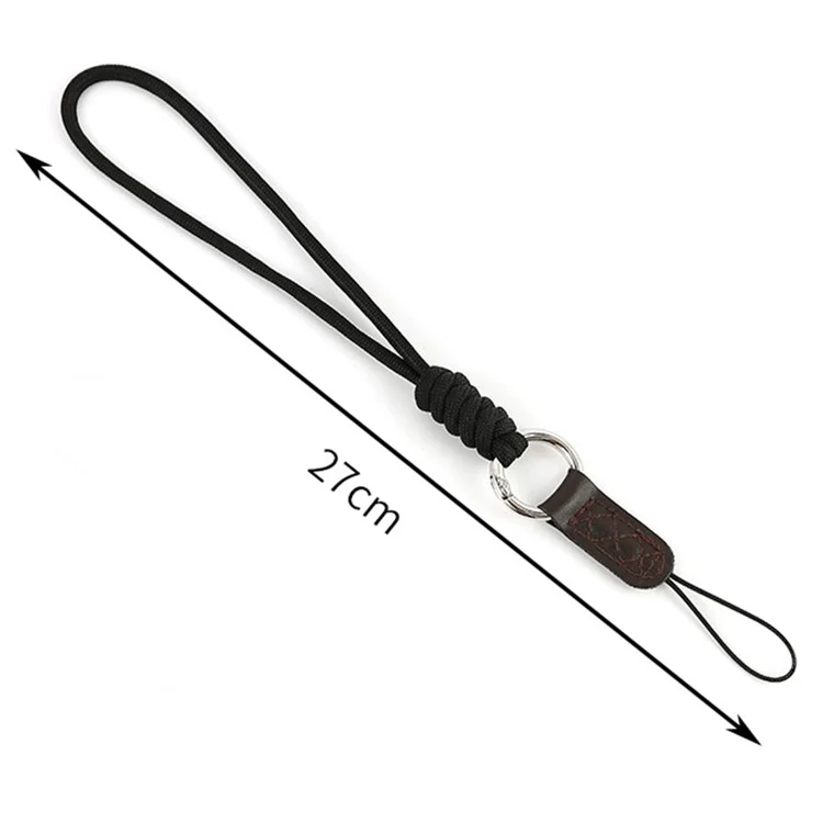 BJ-01 For Sony Fujifilm Canon Camera Hanging Strap Pure Cotton Braided Carrying Rope Key Chain Wrist Strap - Black