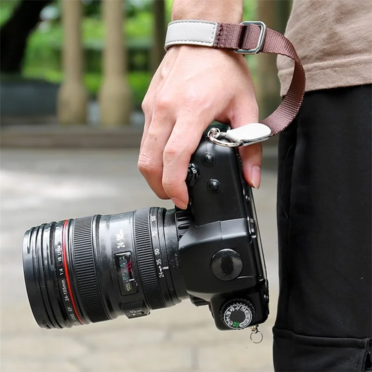 Camera Carrying Strap For Sony Fujifilm Canon , 29-35CM Telescopic Polyester Anti-Wear Wrist Strap - Coffee