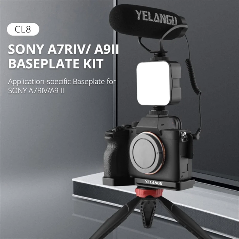 YELANGU CL8 Baseplate de aluminio para Sony A9II / A7R4 con interfaz de zapata fría Accesorio de cámara