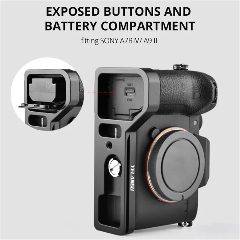 YELANGU CL8 Baseplate de aluminio para Sony A9II / A7R4 con interfaz de zapata fría Accesorio de cámara