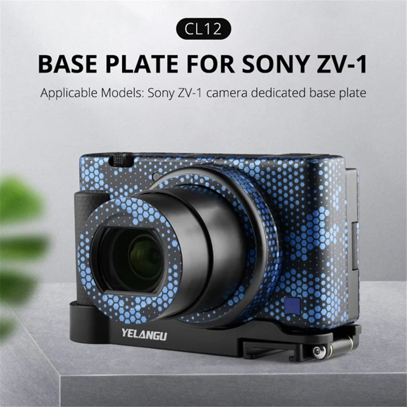 YELANGU CL12 For Sony ZV-1 Aluminum Alloy Camera Base Plate with Anti-slip Rubber Pad
