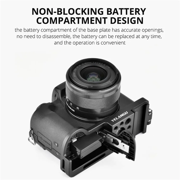 YELANGU CL13 For Canon M50 CNC Aluminum Alloy Camera Base Plate with Battery Opening