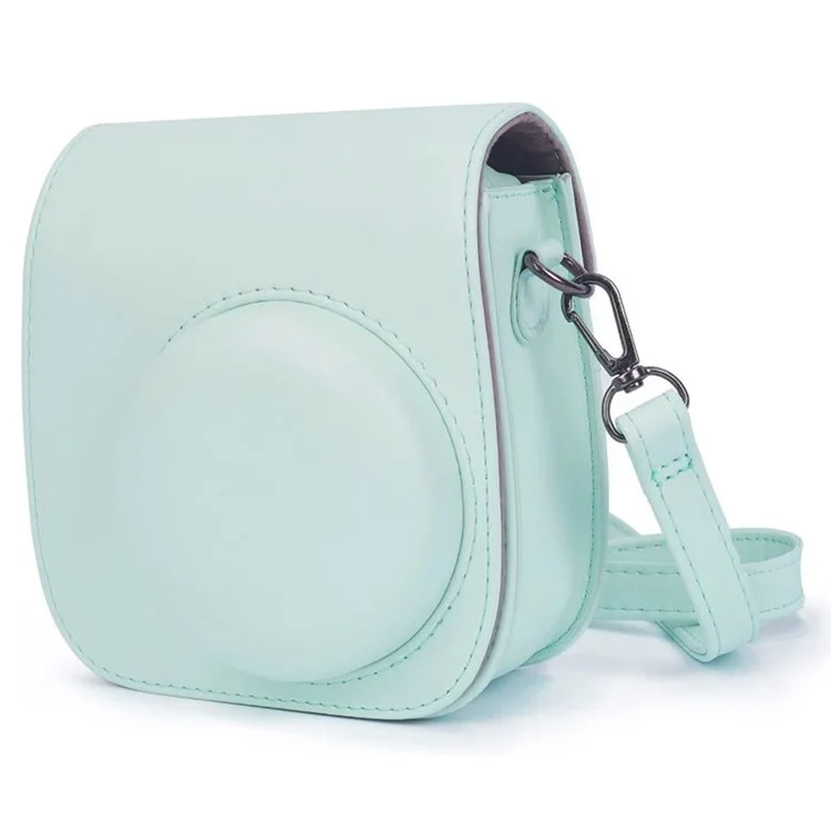 For Fujifilm Instax mini 12 / 11 / 9 / 8+ / 8 PU Leather Camera Bag with Photo Frame Album Stickers Kit Set - Blue