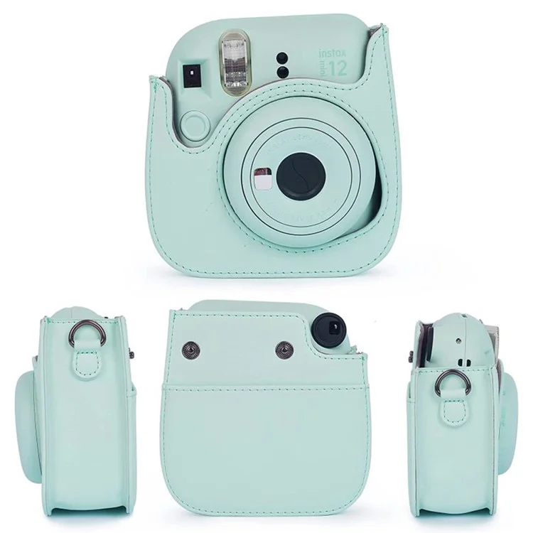 For Fujifilm Instax mini 12 / 11 / 9 / 8+ / 8 PU Leather Camera Bag with Photo Frame Album Stickers Kit Set - Blue