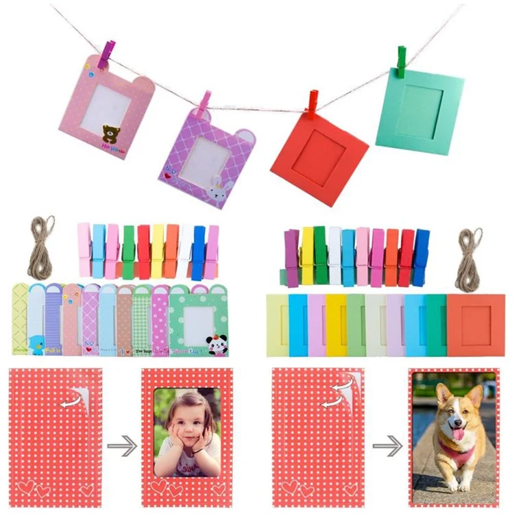 For Fujifilm Instax mini 12 / 11 / 9 / 8+ / 8 PU Leather Camera Bag with Photo Frame Album Stickers Kit Set - Blue