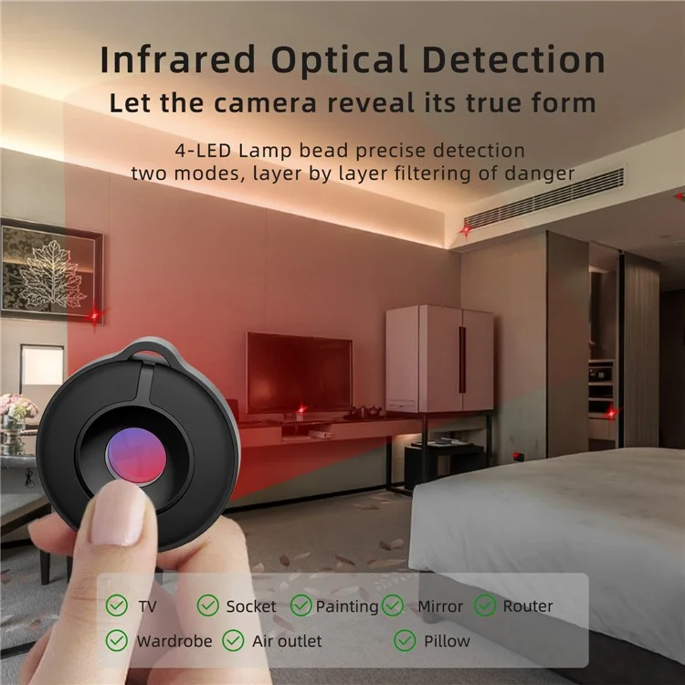 S600 Mini Travel Hotel Dressing Room Camera Finder Infrared Sensing Hidden Camera Detector - White