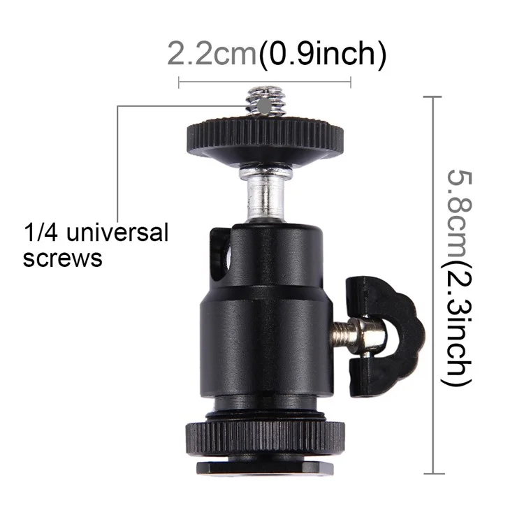 PULUZ PU211 Mini Ball Head Hot Shoe Tripod Head 1 / 4 inch Tripod Screw Head with Lock