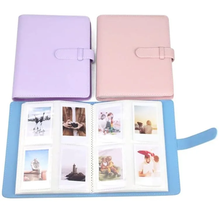 Pour Instax 3 pouces Photos Album de Stockage 256 Poches PU Cuir Photo Livre de Stockage - Bleu