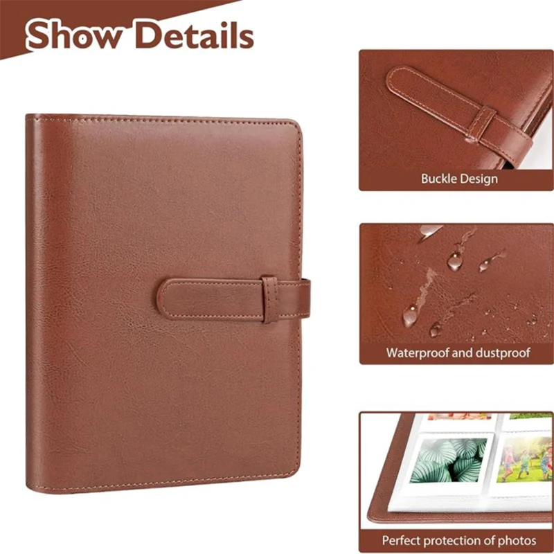 For Instax 3-inch Photos Storage Album 256 Pockets PU Leather Photo Storage Book - White