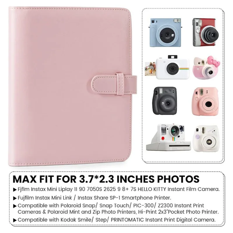 For Instax 3-inch Photos Storage Album 256 Pockets PU Leather Photo Storage Book - White
