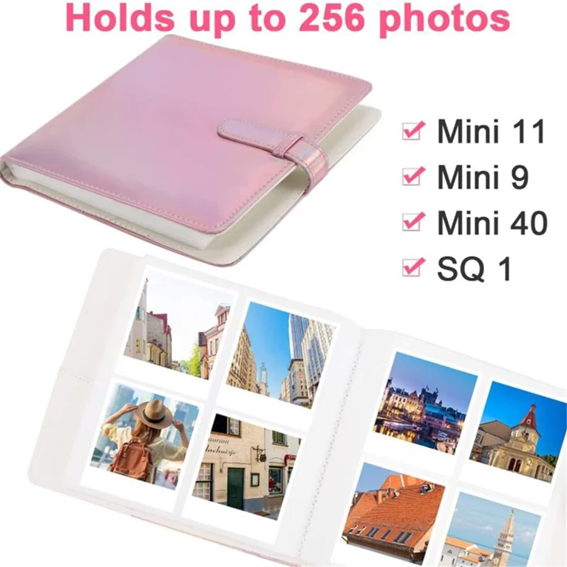 Accessories Kit for Instant Camera Parts with PU Leather Album, Acrylic Photo Frames, Stickers - Black