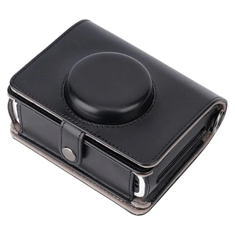 Para Instax mini Evo Bolsa de Câmera de Couro PU Retro Anti-queda Capa Protetora com Alça de Ombro - Preto