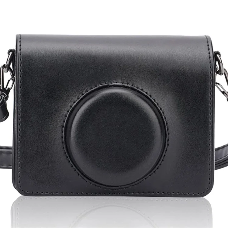 Para Instax mini Evo Bolsa de Câmera de Couro PU Retro Anti-queda Capa Protetora com Alça de Ombro - Preto